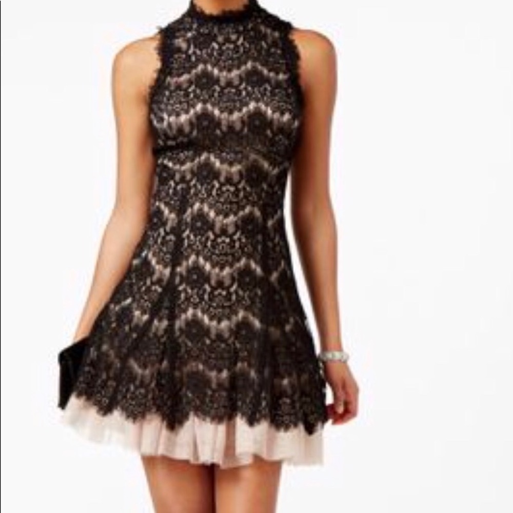 AQUA mock neck lace dress, size 6